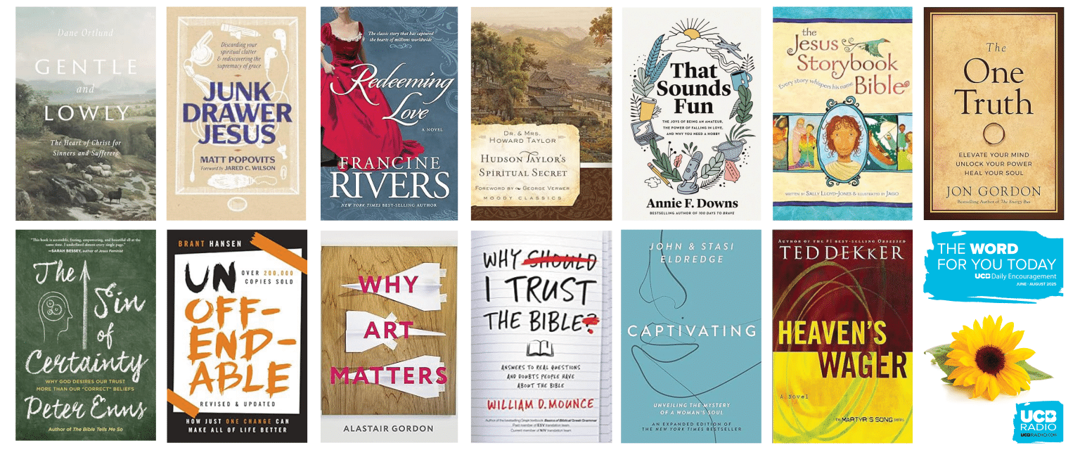 A bunch of Christian Book Covers chosen by UCB Radio Staff
